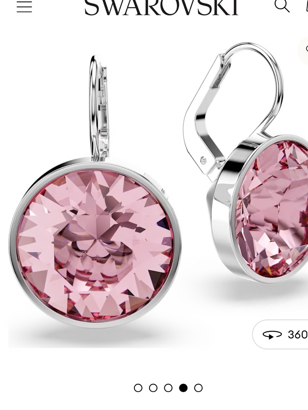 Swarovski mini Bella Blush Pink Crystal Drop Earrings New In Box
